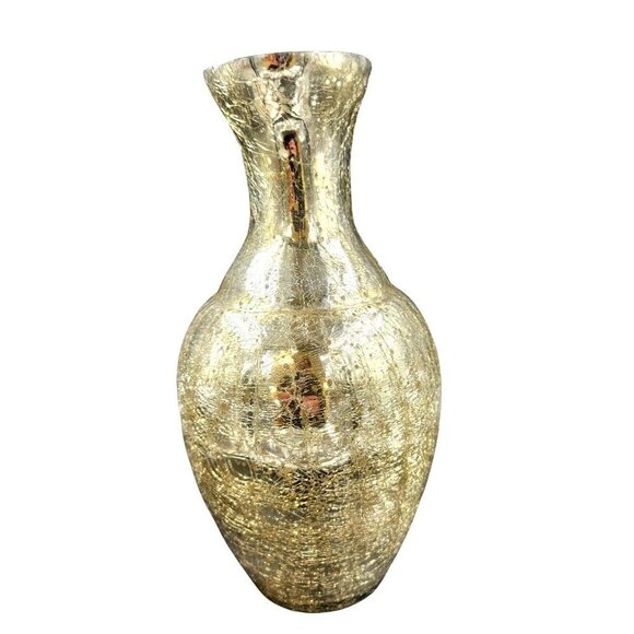 Gold Mirrored backed crackle floral Vase. Mid Century Modern Decor Home Decor Ce - Picture 3 of 8